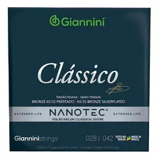 Encordoamento Giannini Clássico Nylon Nanotec Tensão Pesada