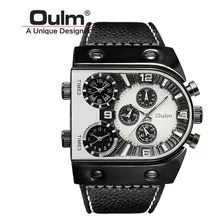 Relojes De Cuero De Cuarzo Oulm Luminous Para Hombre, Color De Fondo Blanco