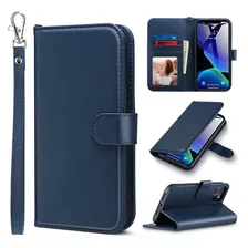 Funda Para iPhone 12 Pro Max De 6.7 Ulak De Cuero Pu Azul