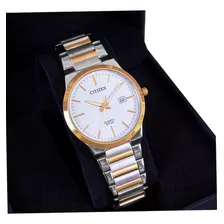 Relógio Masculino Citizen Analógico Quartz Bicolor Tz20831s Cor Da Correia Prateado-dourado Cor Do Bisel Dourado Cor Do Fundo Branco