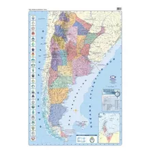 Mapa Argentina Político 95x65cm Mural - Laminado Y Varillado