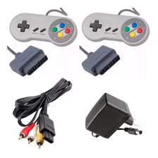 Kit Combo 2 Controles Super Nintendo Snes 1 Fonte 1 Cabo Av 