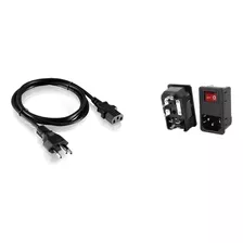 Kit Tomada C/ Chave Led Painel As03 E Cabo Força 10a 1,5mts 