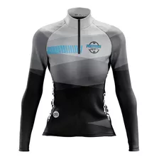 Camiseta Ciclismo Feminina Pro Tour Cinza Com Bolsos Uv50