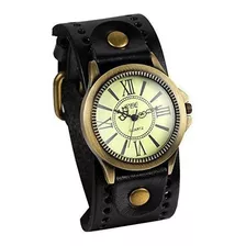 Reloj De Pulsera Vintage Correa De Cuero Ancha