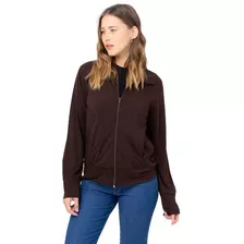 Campera Mujer Básica Algodón Lycra Marron