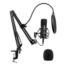 Set Estudio Micrófono Kanji Bc01 3.5mm Soporte Mesa Podcast 