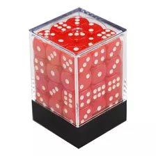 Central Dice - 36 D6 De 12mm: Opaco Vermelho E Branco