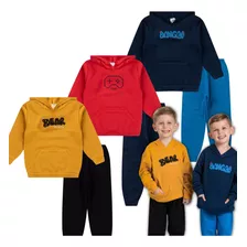 3 Conjunto Moletom Menino Inverno Roupa De Frio Algodão