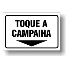 Placa Toque A Campainha Seta Baixo 10x6cm Discreta