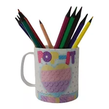 Porta Lápis Caneca Polímero Pop It Rosa Presente Menina Pop