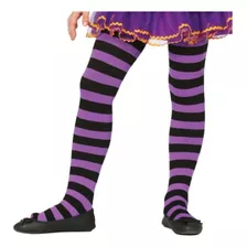 Panty Niña A Rayas Morado/ Negro Talla 6-8