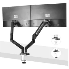 Htn Genérica Soporte Hidráulico Para 2 Monitores De Hasta 27 Pulgadas (7 Kg C/u), Ajuste Vertical, Horizontal Y Diagonal De Movimientos Libres, Base Para Escritorio De 1 A 8.5 Cms, Fácil Instalación