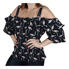 Blusa Feminina Ciganinha Ombro A Ombro Alça Larga Verão