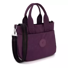 Bolsa Andrea Textil Doble Asa Con Bolsas Para Mujer Morado