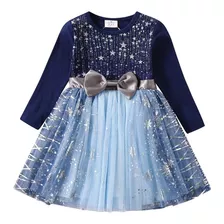 Vestido De Niña, Vestido Princesa, Vestido Azul Lentejuelas