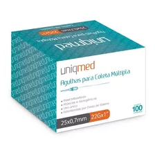 Agulha Coleta Sangue A Vácuo Uniqmed 25x0,7mm 22g Cx 100un