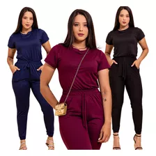 Conjunto Feminino Calça E Blusa Suede Social Trabalho