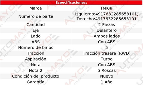 2) Mazas Delanteras Con Abs Tmk 320i L4 2.0l Bmw 2012-2018 Foto 2