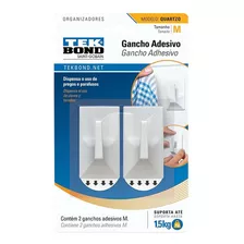 Gancho Adhesivo Tekbond 2 Piezas Mediano Soporta 1.5 Kgs Color Blanco