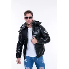 Campera Hombre Inflada Metalizada Impermeable Capucha