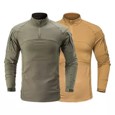 Playera Táctica Para Hombre, Manga Larga, Verde Militar, Mi