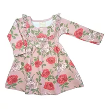 Vestido Manga Longa Infantil Rosê Floral - Playground