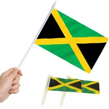 Mini Banderas Anley , Con Vara, Por 12 Unidades De Jamaica