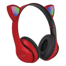 Fone De Ouvido Headset Gamer Ps4 Live Led Gatinho Pc Cel Usb Cor Vermelho Cor Da Luz Colorido Rgb