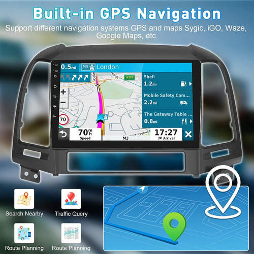 Radio Estreo De Coche Doble Din Android Para Hyundai Santa  Foto 3