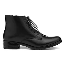 Bota Coturno Feminino Cano Baixo Cor Preto Bico Fino Moderna