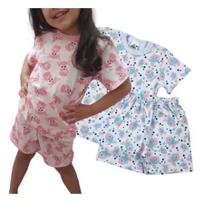 Kit 2 Baby Dool Infantil Pijama Menina Roupa De Dormir Verão