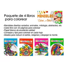 4 Libros Mandalas Iluminar Colorear Anti Estres Relajantes