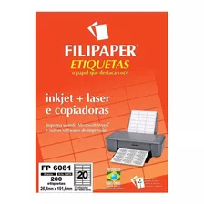 Etiqueta Fp 6081 Inkjet + Laser 25,4x101,6mm 10 Folhas