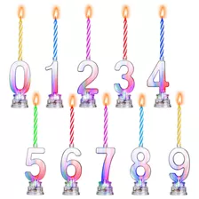 Conjunto De 10 Velas De Número De Cumpleaños Multicol...