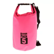 Bolso Impermeable Estanco Ocean Pack 5 Lts Rosado O Gris