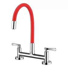 Torneira De Cozinha Duplo Comando Lorenzetti Loren Flex 1256 Vermelho