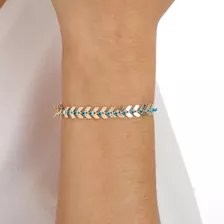 Pulseira Feminina Flecha E Olho Grego Amoeto Banho Ouro 18k