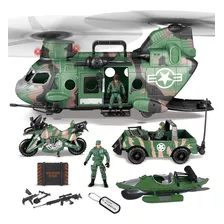 Set De Juguete De Helicoptero De Transporte Militar Jumbo...