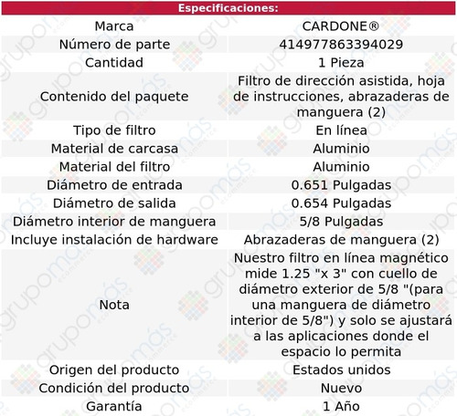 D/h Filtro 5/8 Cardone Fiat Panda 11 Foto 5