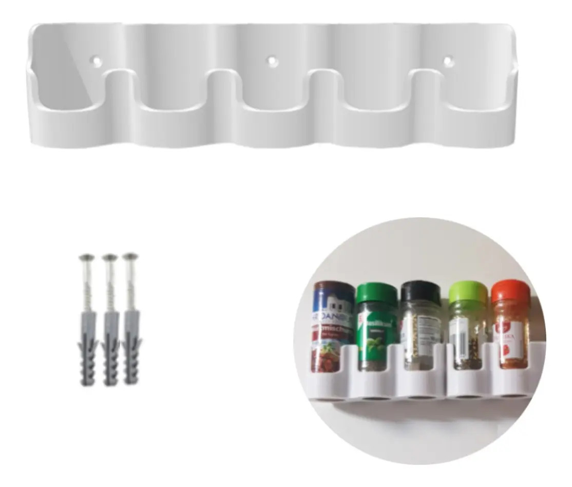 Porta Tempero E Condimento De Parede Branco