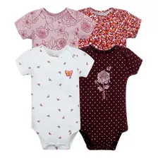 Ropa Bebe Set De 4 Bodys Manga Corta Niña Niño