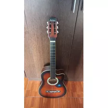 Guitarra Memphis Color Marrón Con Negro De 6 Cuerdas