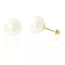  Aretes, Broqueles,perla Cultivada, 8mm Oro 10k