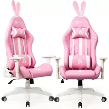 Silla Gamer Rosada Klim Ergonomica Para Mujer Importada