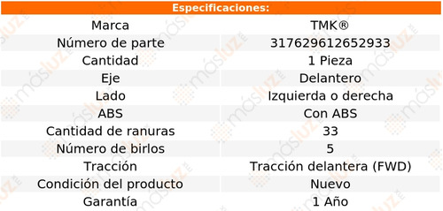 1- Maza Delantera Izq/der Con Abs Century V6 2.8l 84/86 Tmk Foto 2