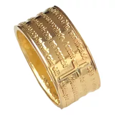 Anel De Ouro 18k Pai Nosso 10mm