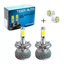 Par Super Led H4 Farol Foco Simples Alto Baixo + Pingo 6000k