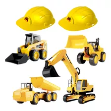 Kit Trator Escavadeira Bobcat E Caçamba +2 Chapéu Construtor