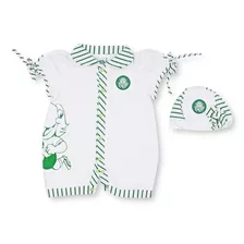 Macacão Bebê Palmeiras Curto Com Gorro Oficial